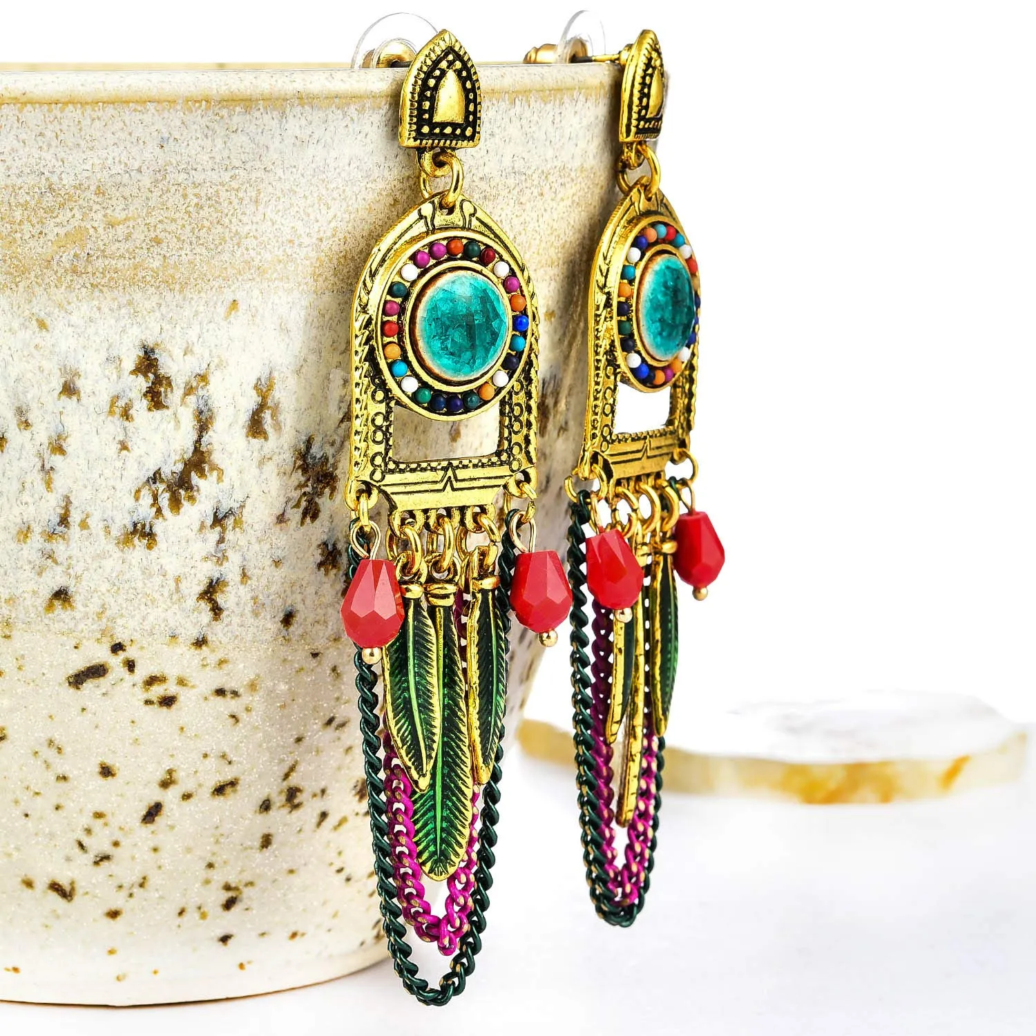 Yellow Chimes Latest Designer Collection Golden Oxidized Stylish Earrings for Women & Girls