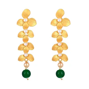 Yellow Chimes Stylish Latest Fashion Matte Effect Traditional Pearl Danglers Earrings for Women and Girls