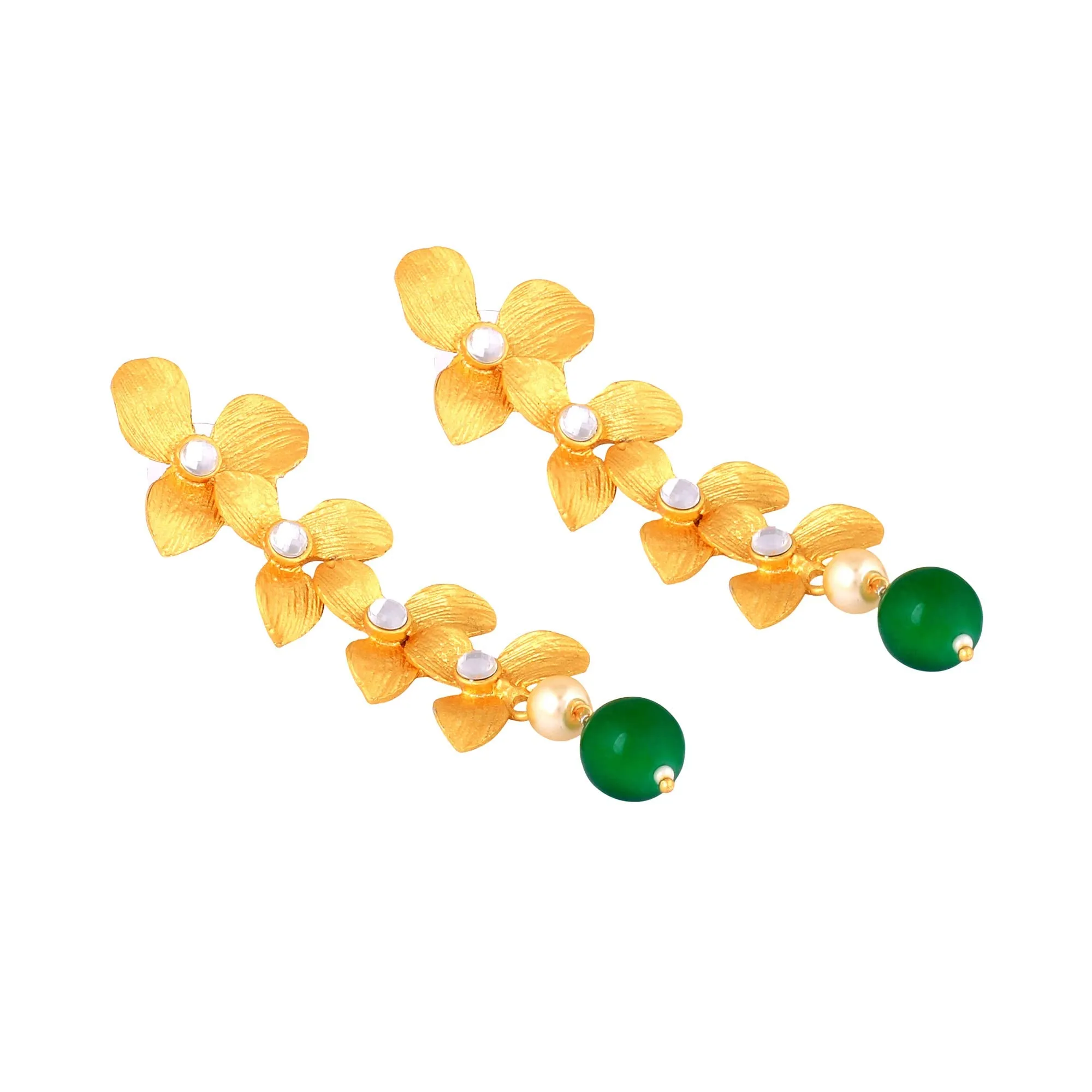 Yellow Chimes Stylish Latest Fashion Matte Effect Traditional Pearl Danglers Earrings for Women and Girls