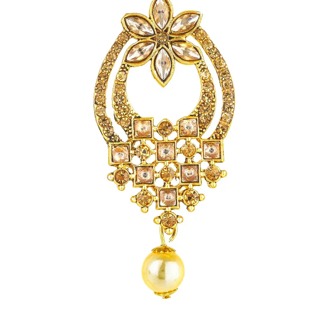 Yellow Chimes Stylish Traditional Pearl Drops Kundan Jadau Dangler Earrings for Women and Girls