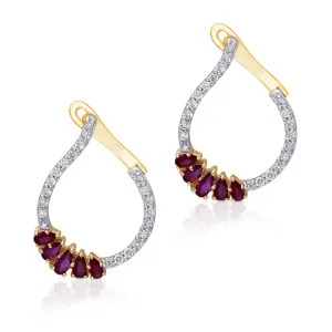 Yellow  Gold Ruby & Diamond Heirloom Earrings