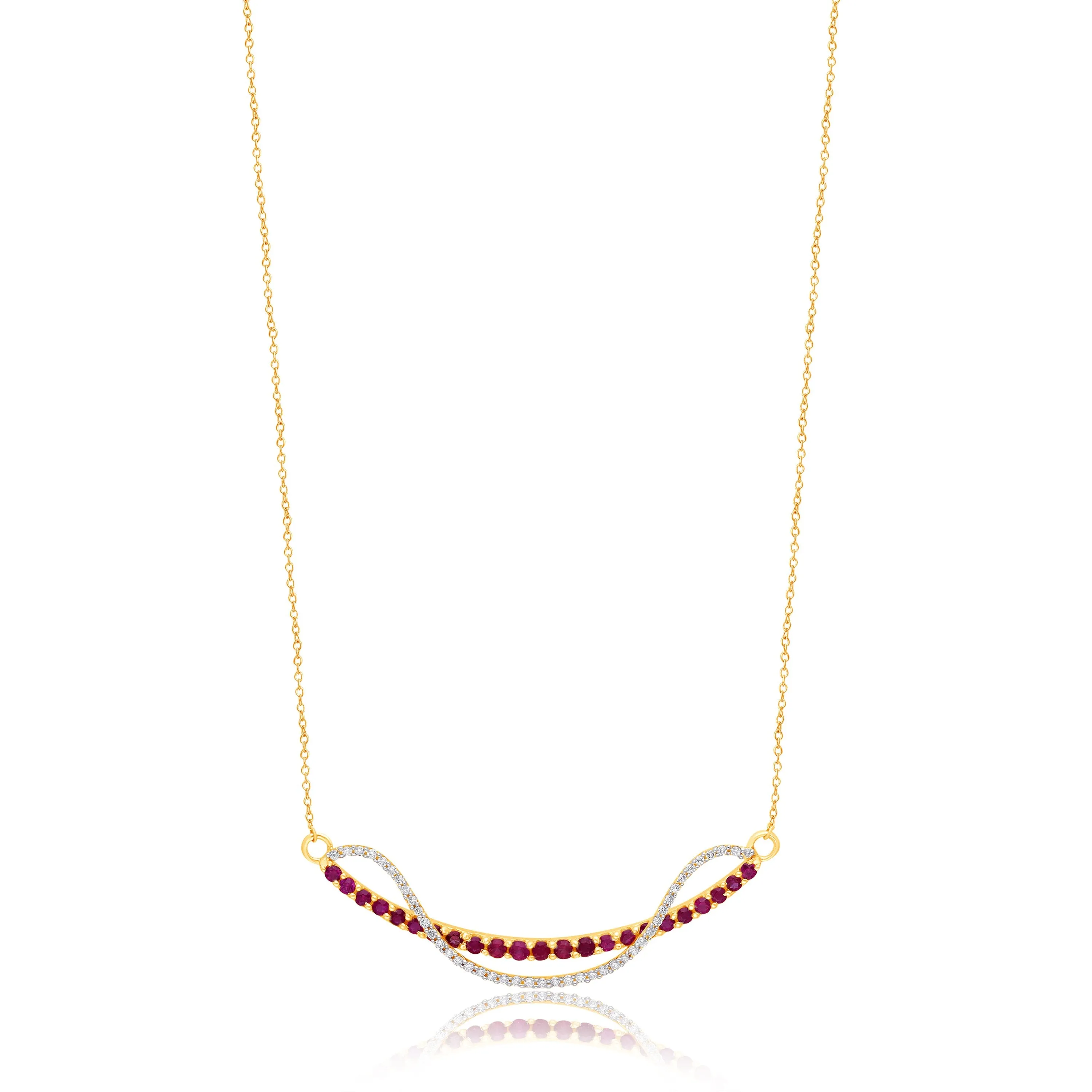 Yellow Gold Ruby & Diamond Infinite Necklace