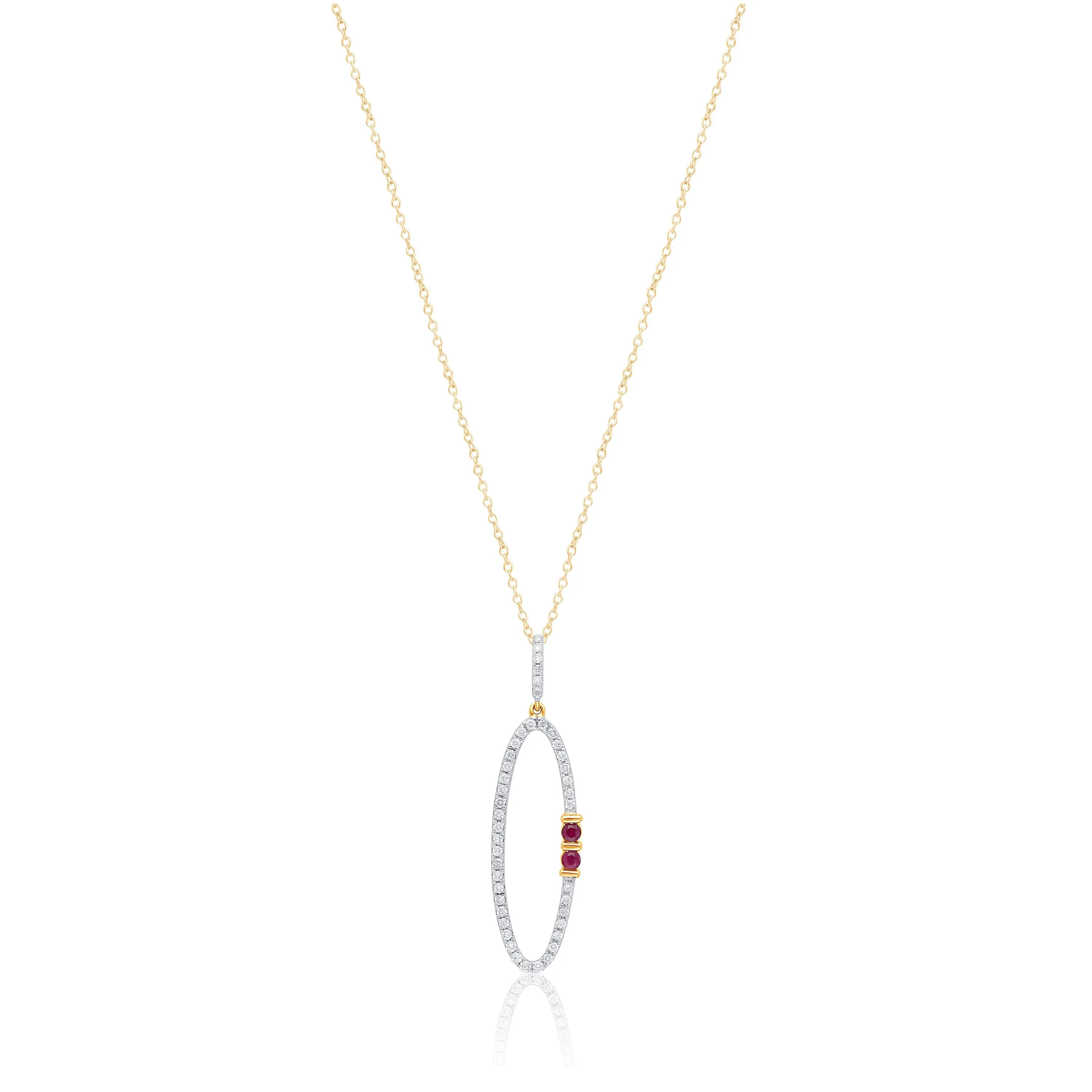 Yellow Gold Ruby & White Diamond Heirloom Pendant