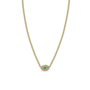 Zoe Chicco Marquis Emerald Gold Curb Chain Necklace